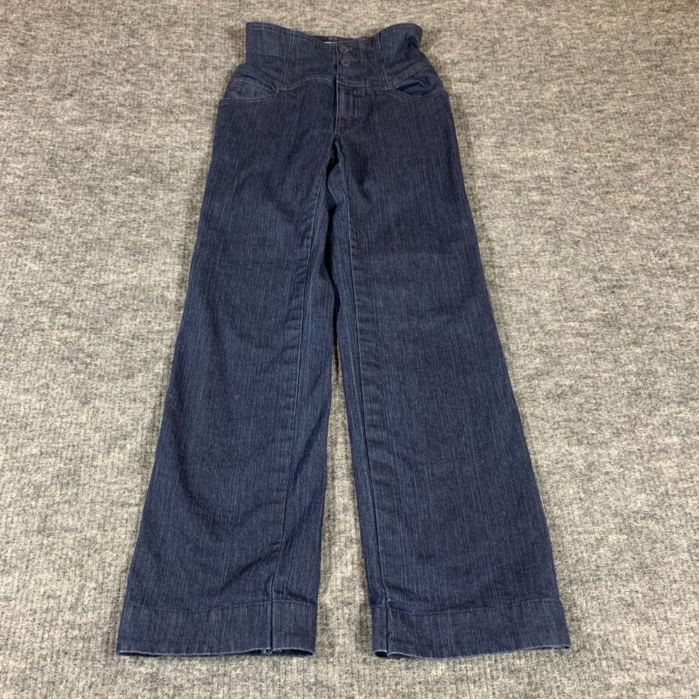 Old Navy Jeans Womens 4 Blue Denim Dark Wash Straight Leg Button Fly 26x30 Zigh